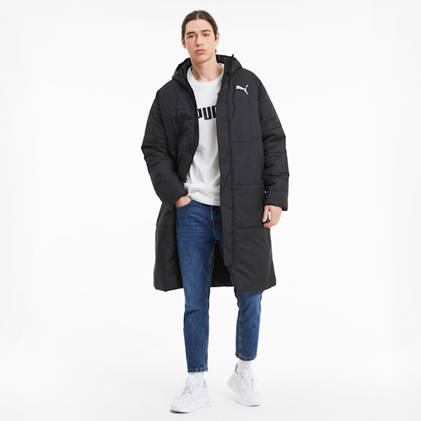 Puma essentials padded long black coat sale